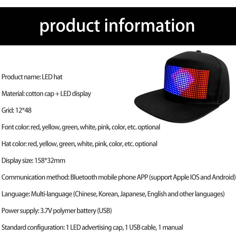Led Screen Inside Hat LED Programmable Hat | Frontline Gadgets TN